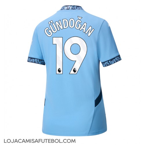 Camisa de Futebol Manchester City Ilkay Gundogan #19 Equipamento Principal Mulheres 2024-25 Manga Curta